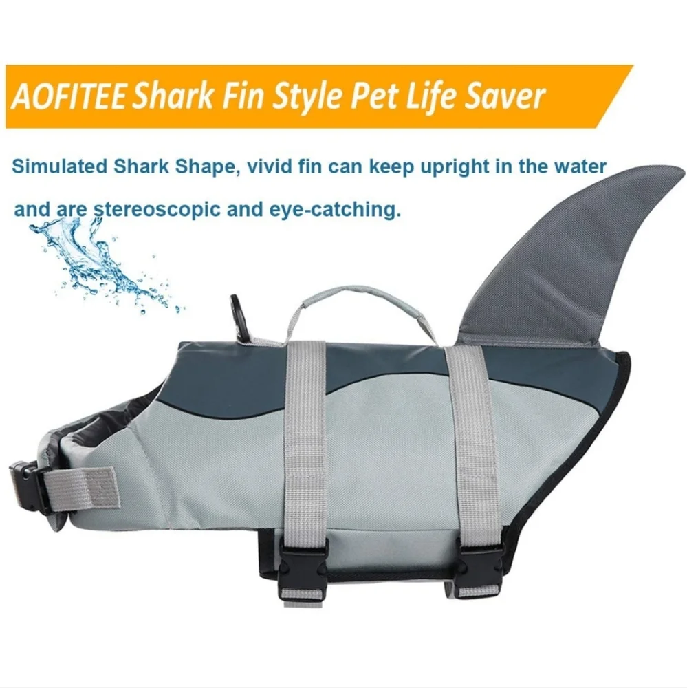 Shark life jacket for dogs M - Picture 2 of 7